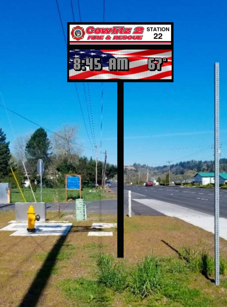 Cowlitz 2 Fire & Rescue Station 22 electronic message center (EMC), fabricated and installed