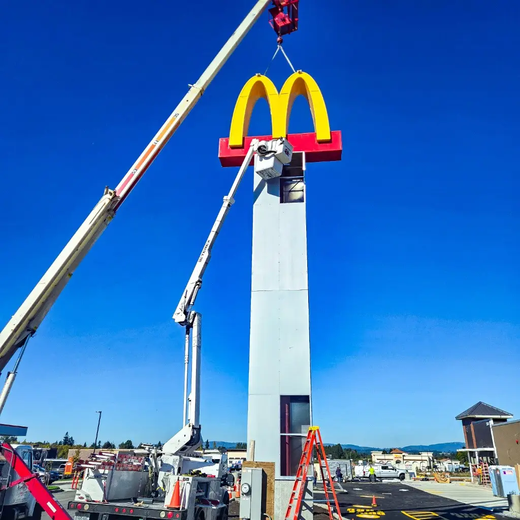McDonald's pylon sign installation