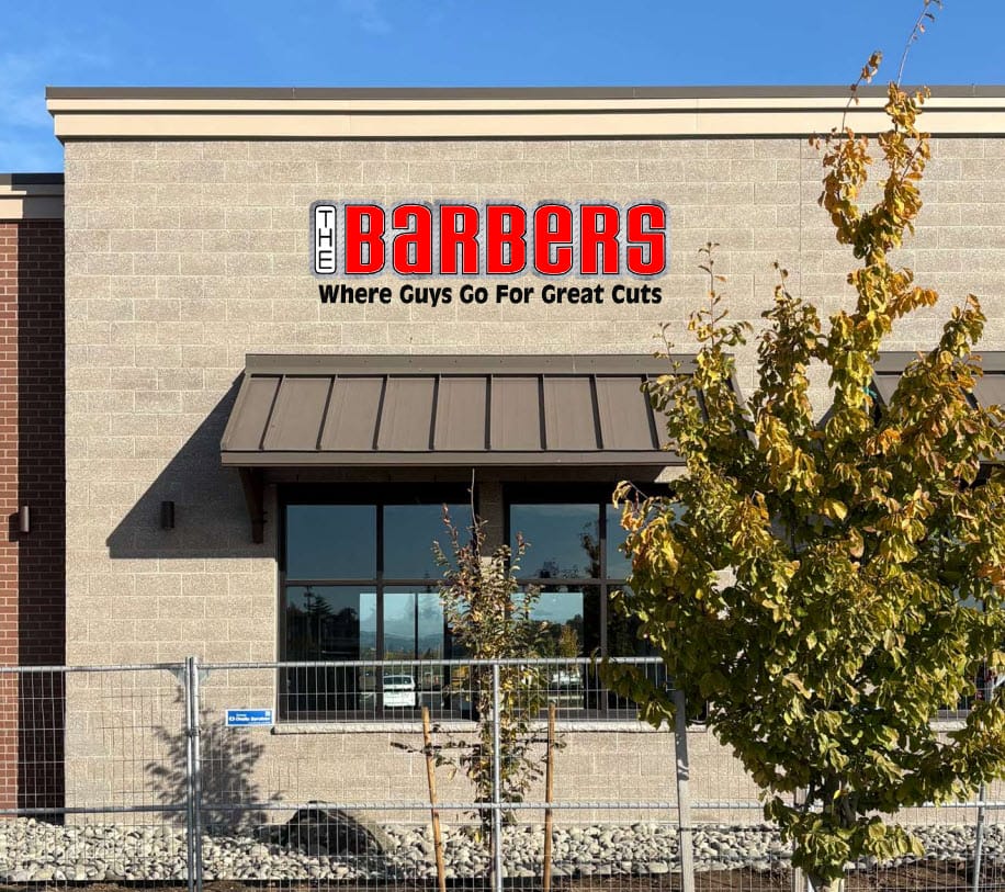 The Barbers illuminated channel letter franchise sign